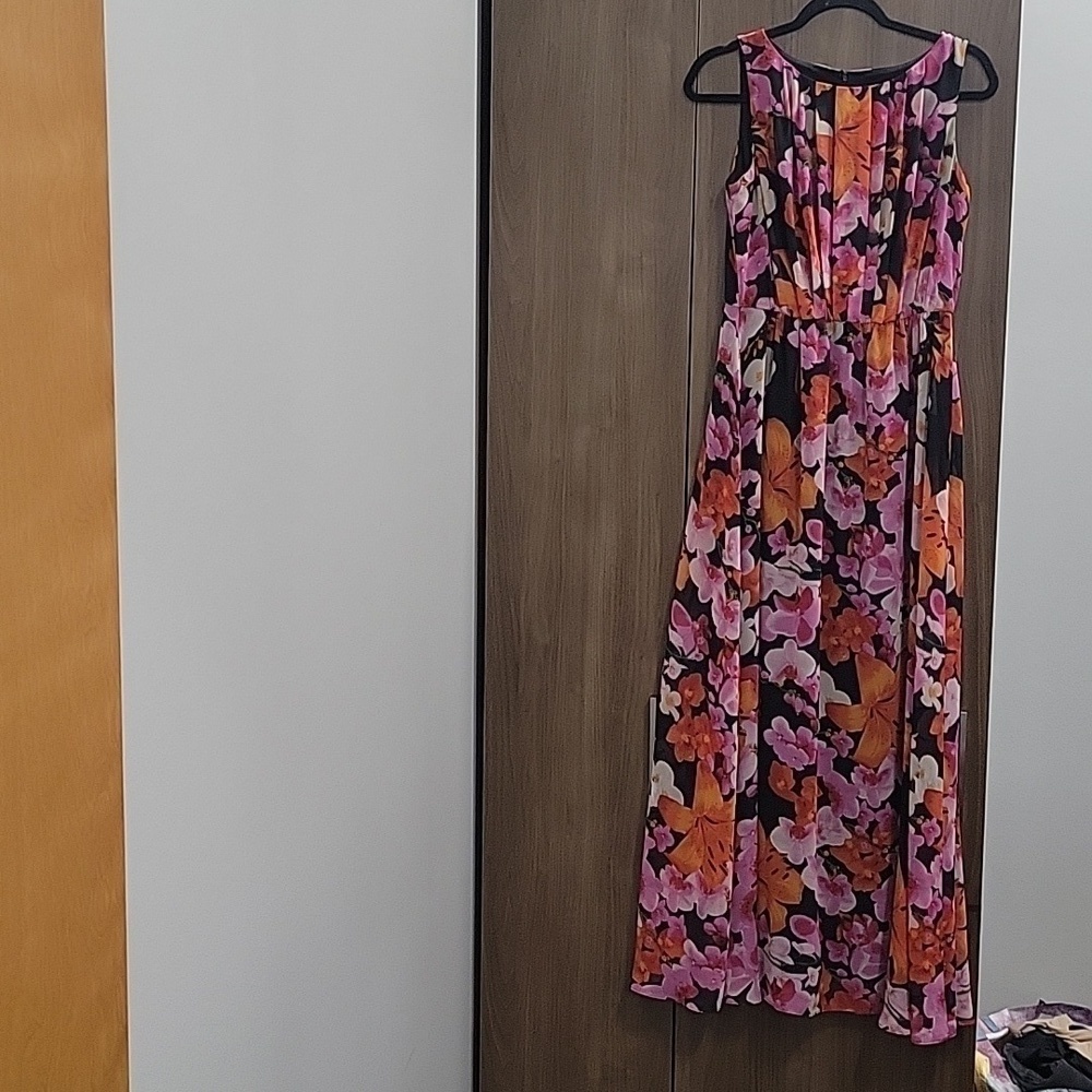 Eliza J Chiffon Floral Maxi Dress Empire Waist-Size 8
